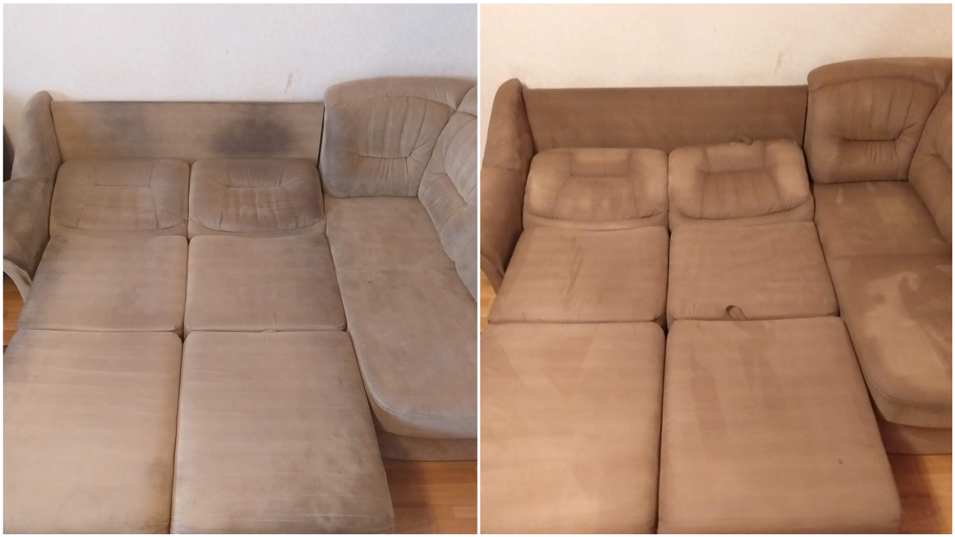 Химчистка дивана до после фото